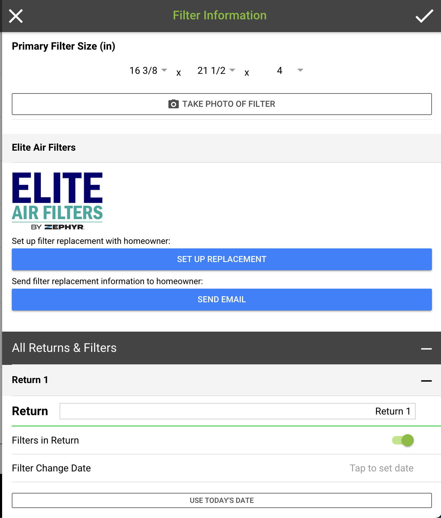 Preview of the Filter Settings in the measureQuick App