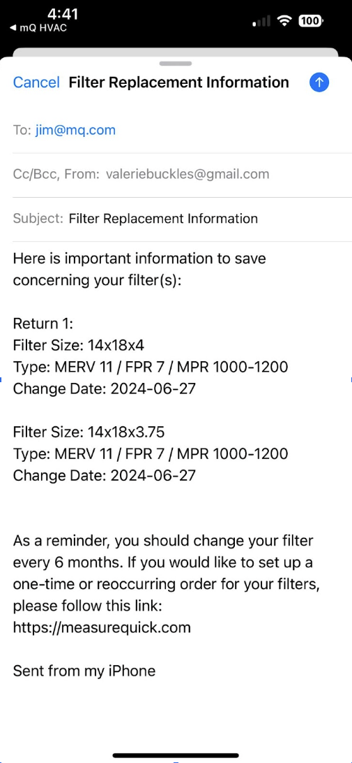 Elite Air Filters Email To Customers