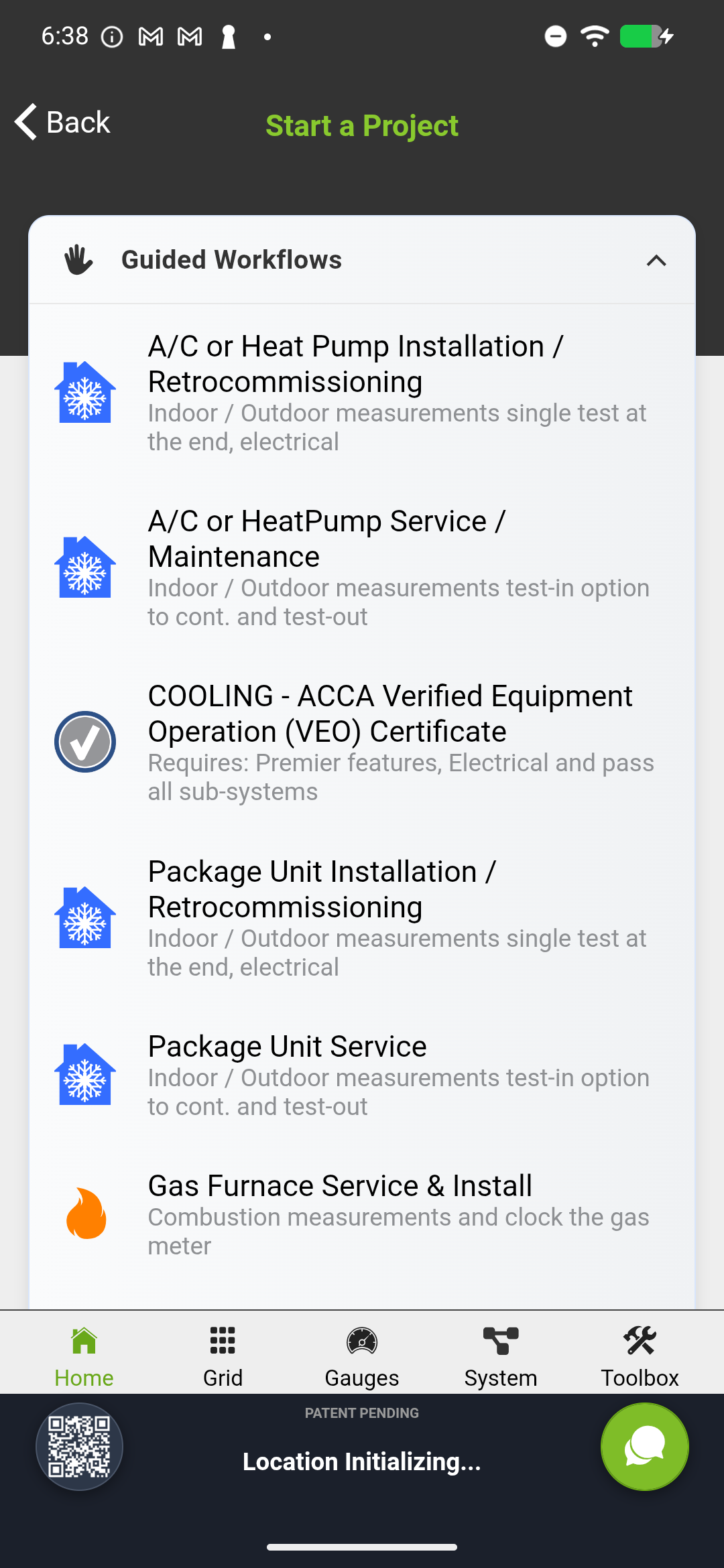 Start a Project menu with Guided Workflows option highlighted