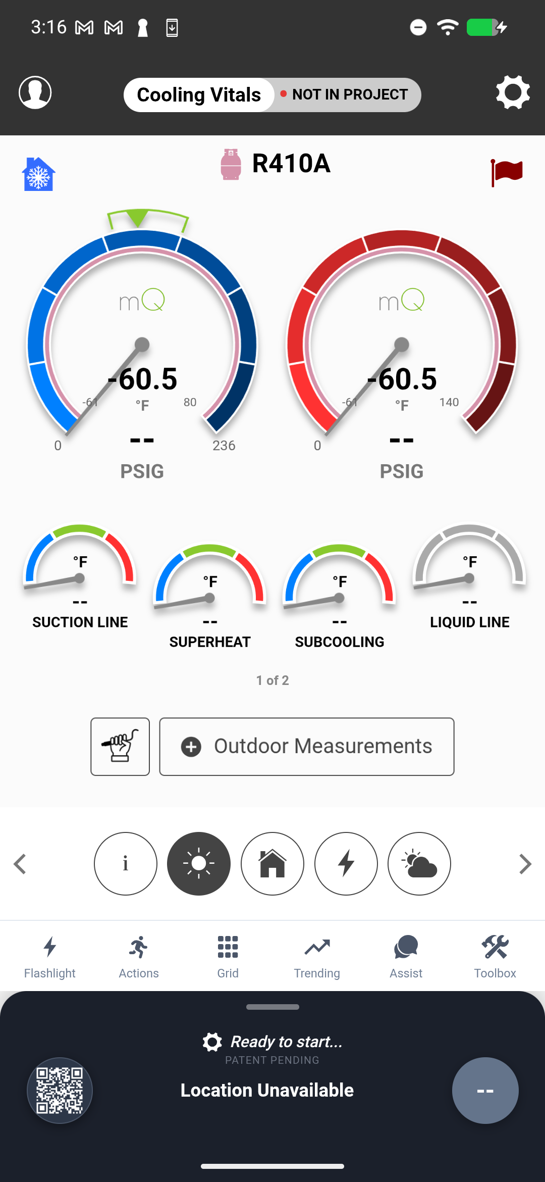 Bottom navigation bar with Home, Grid, and Diagnostics tabs, Home tab highlighted