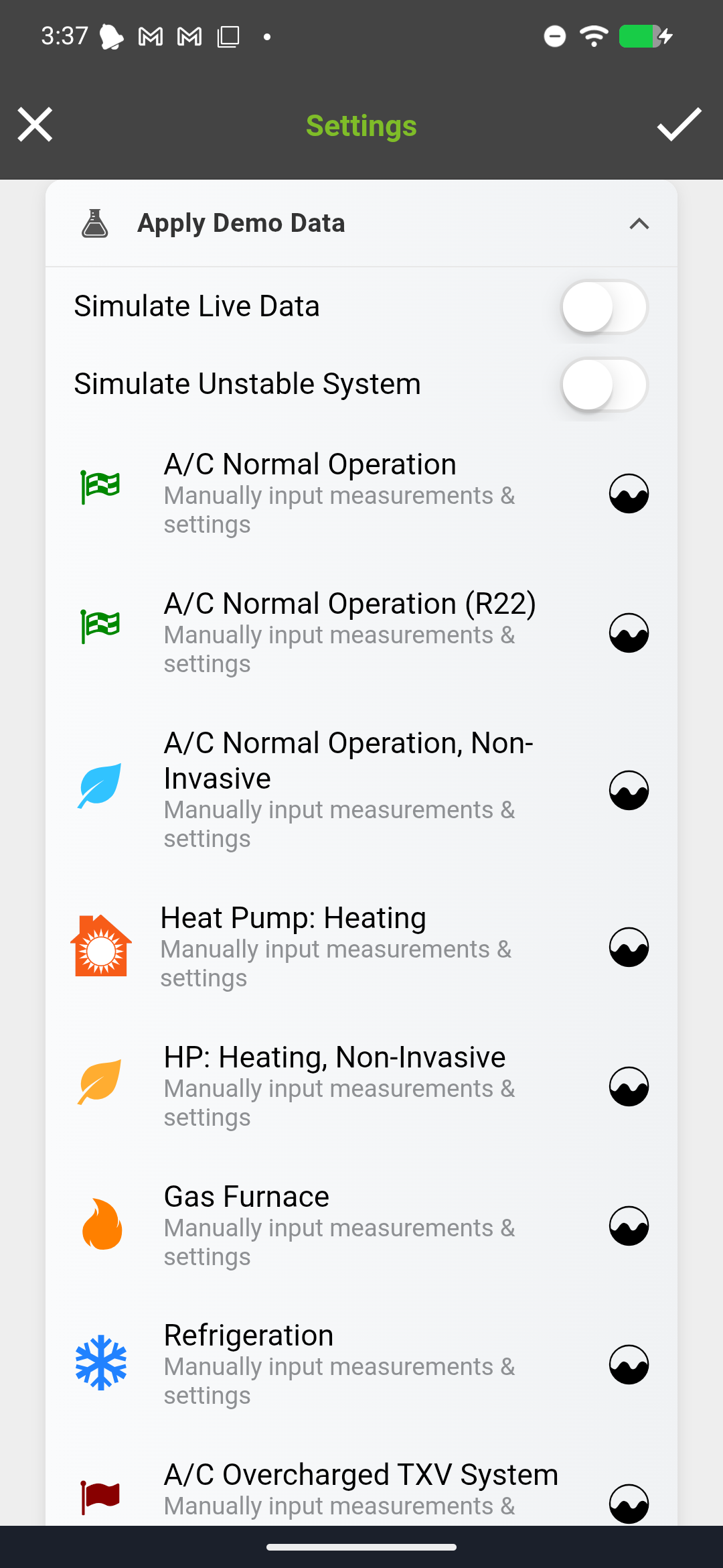 Apply Demo Data screen showing demo workflow options