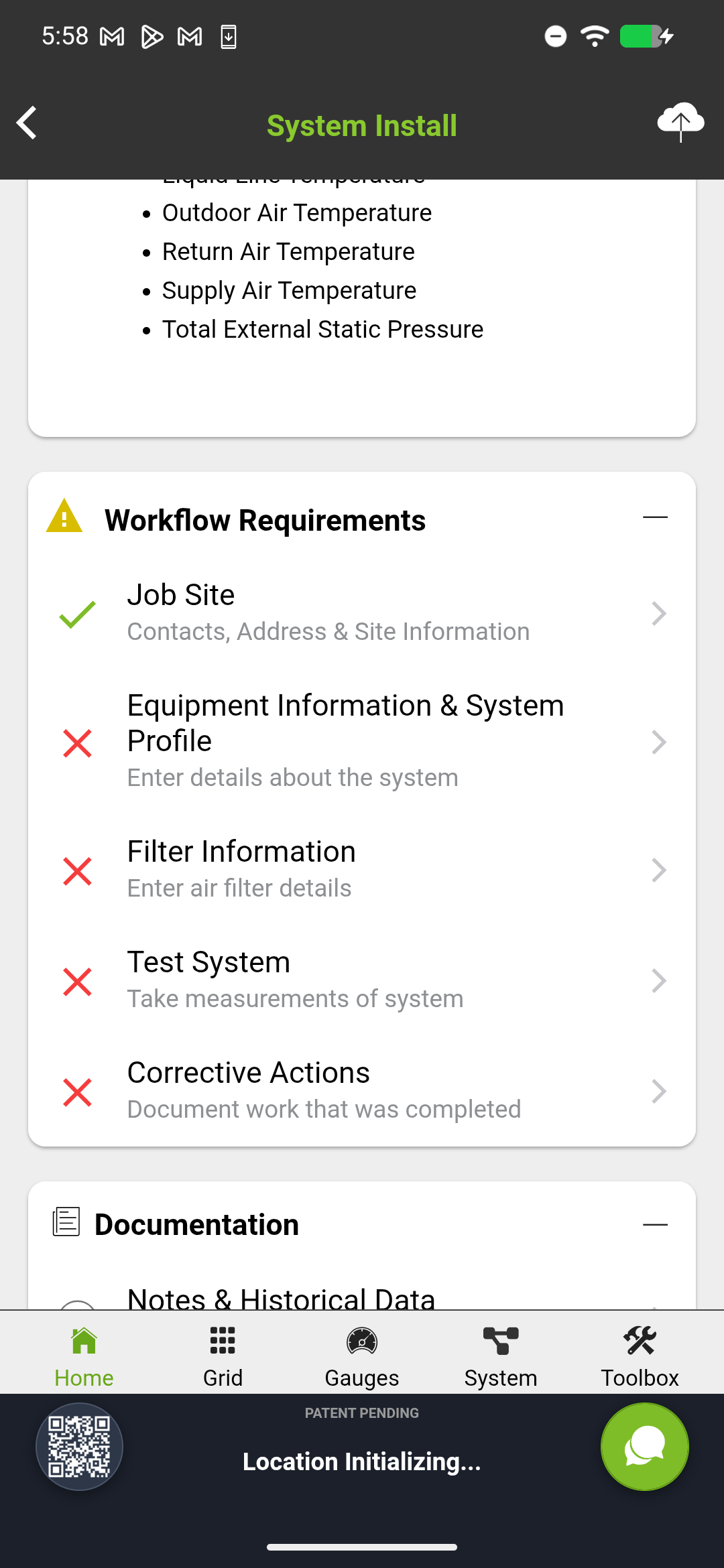 Workflow Requirements showing checklist items with completion status indicators