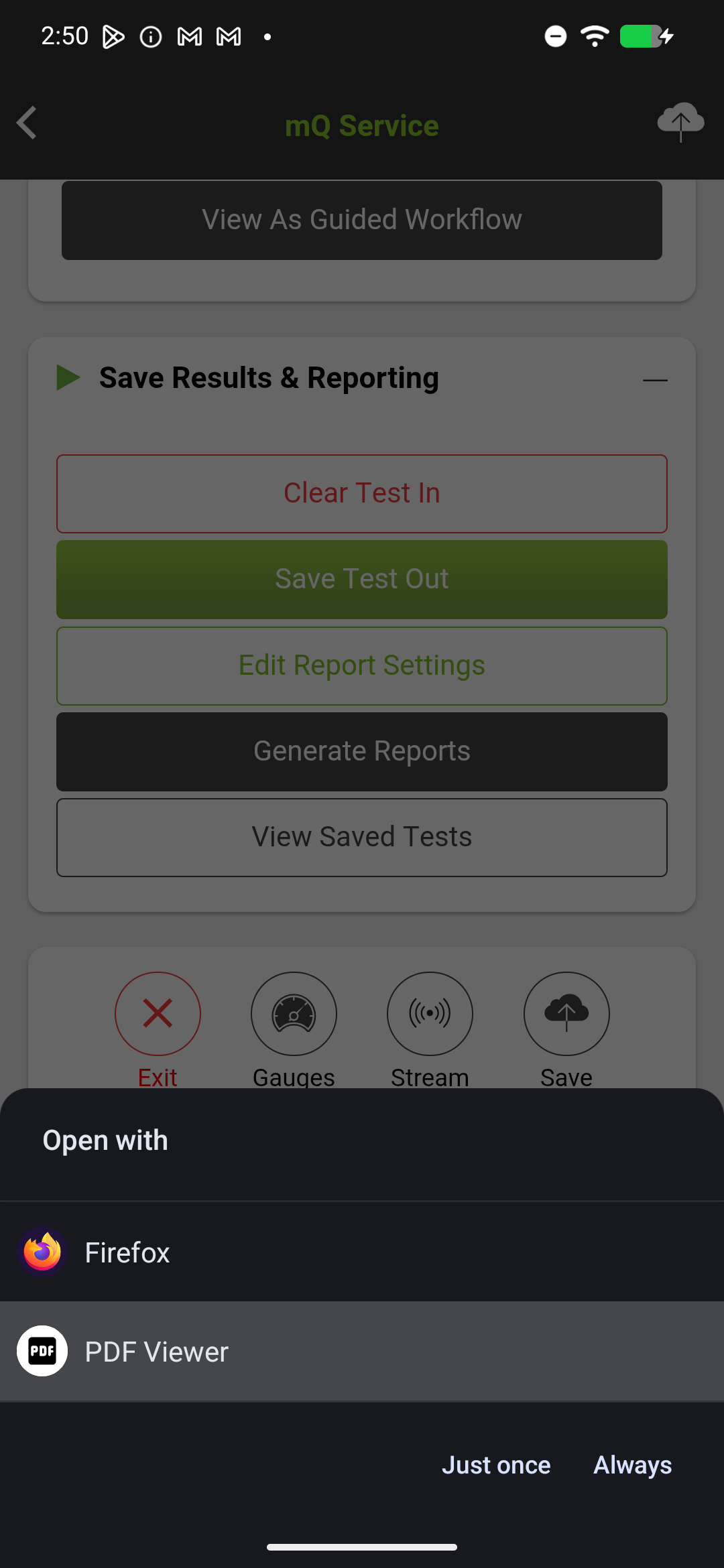 FullReport viewer showing Page 1 with thumbnail sidebar, Share and Done buttons at top right