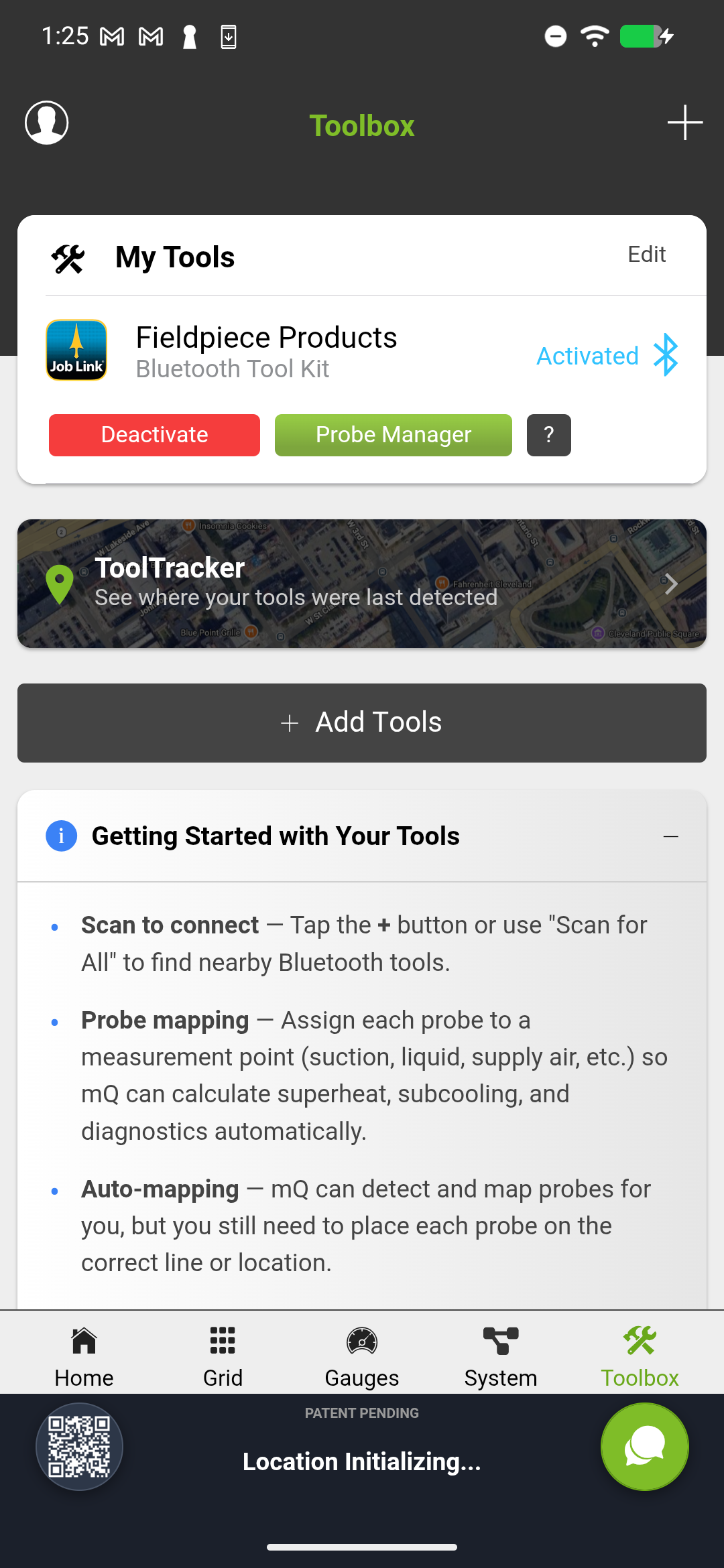 measureQuick Toolbox showing a connected iDVM550 and a connected Fieldpiece SC480, both with green status indicators